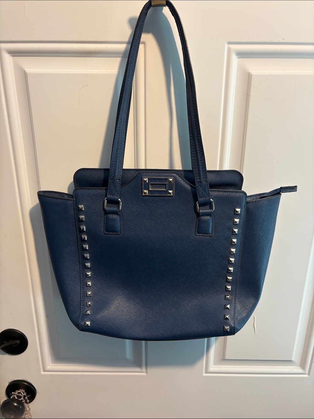 Saffiano Navy Studded Tote Bag - Unbranded